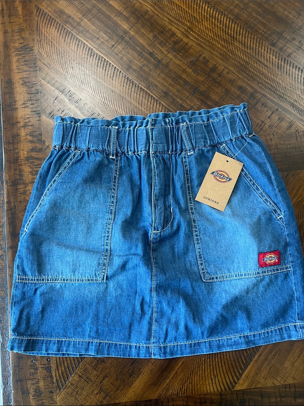 Dickies Blue Denim Girls' Skirt with Elastic Waist